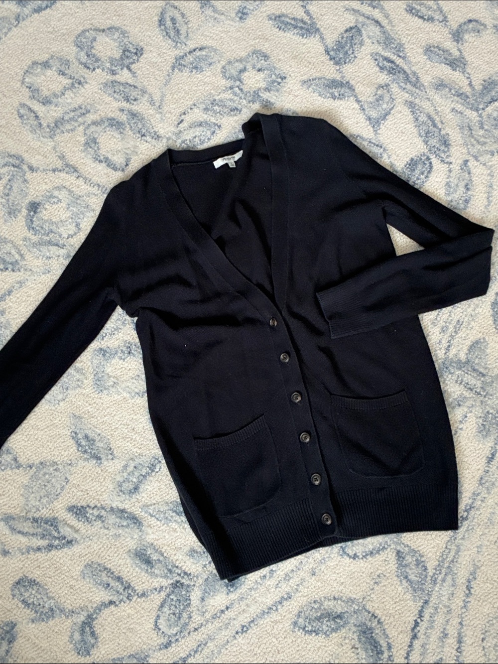 Madewell Classic Women's Navy Blue Button-Front V-Neck Cardigan —- Size Small